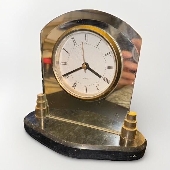 Quartz NO(0) Jewels Unadjusted Clock 7” Japan Movement Made in Taiwan Mirrored - Picture 1 of 16